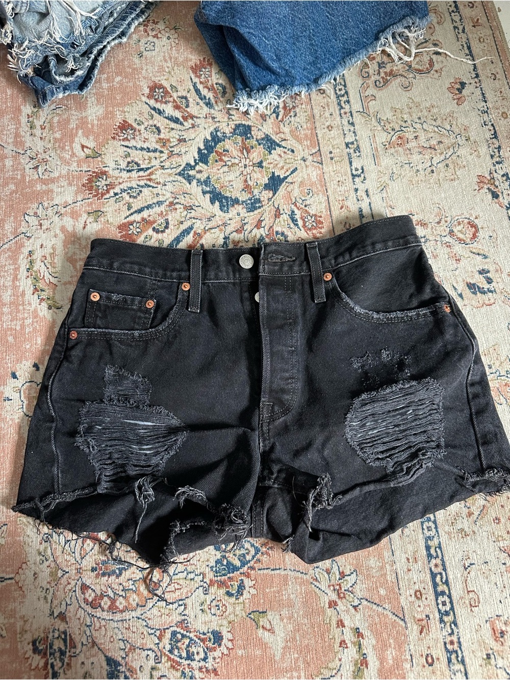 Levi's Black Distressed Cutoff Jean Shorts